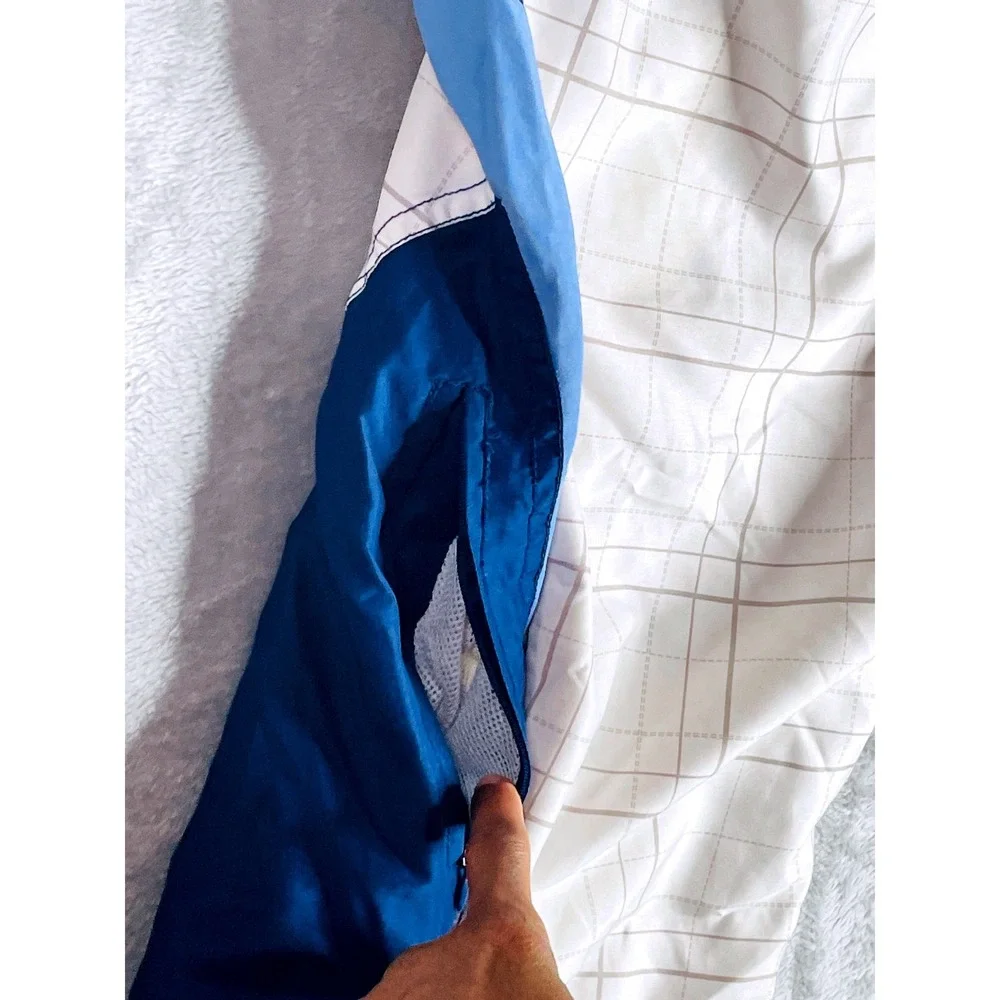 Corona Extra Board Shorts Mens 34 Blue White Grid Logo Zip Pocket Swim Trunks